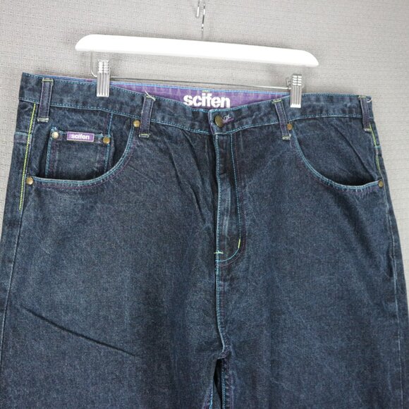 Scifen Selvedge Embroidered 2000's Vintage Stars Denim Jeans Size 40W - Picture 3 of 8